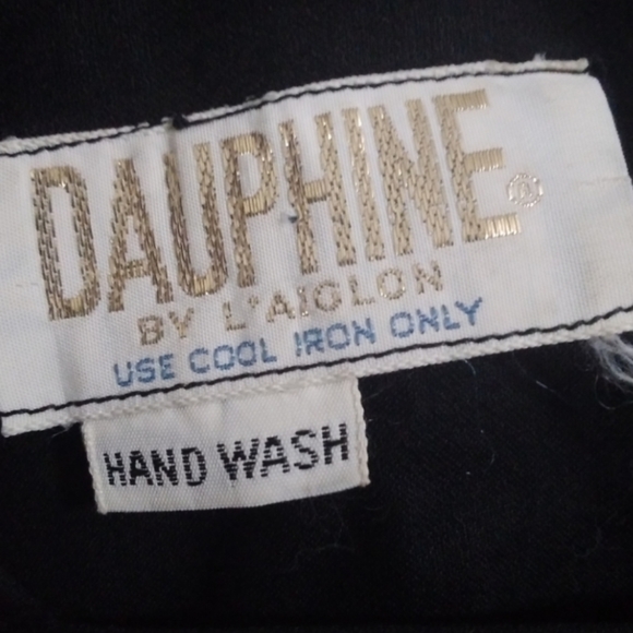 L'Aiglon Dress 1950s wiggle sleeveless belted black Pin Up Couture France Textur - Picture 2 of 5